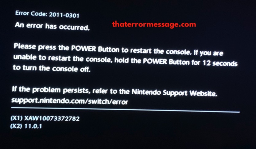 Error Code 2011 0301 Nintendo Switch