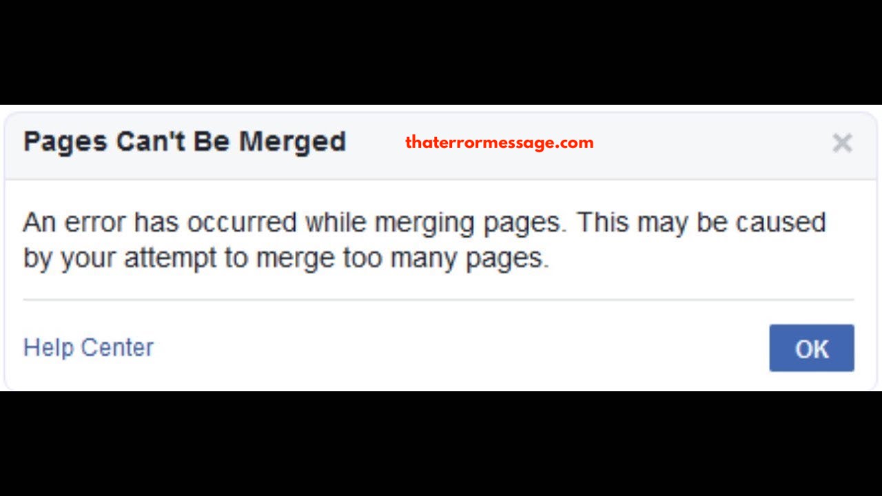 Error Had Occurred While Merging Pages Facebook
