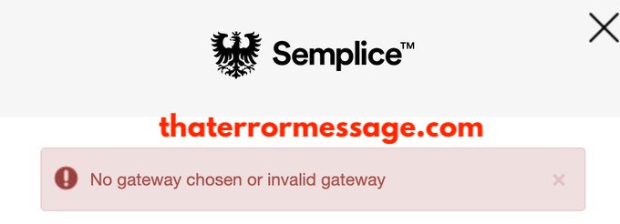 No Gateway Chosen Or Invalid Semplice