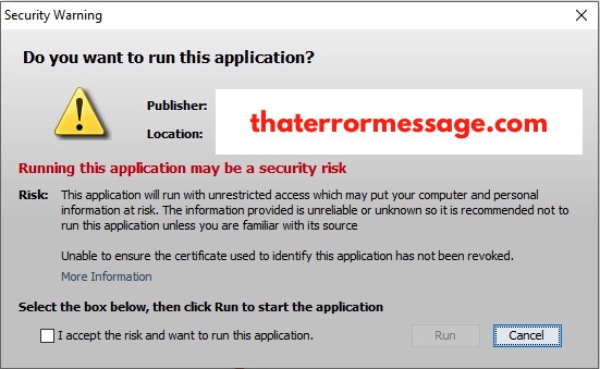 Want To Run This Application Security Risk