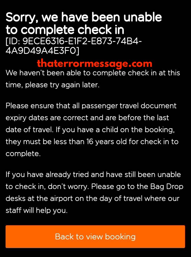 We Have Been Unable To Complete Check In Easy Jet