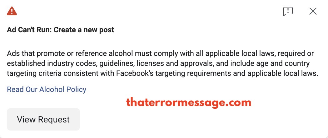 Facebook Boost Post Ad Cant Run Alcohol