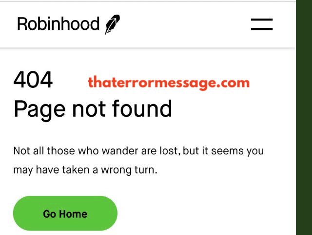 404 Page Not Found Robinhood