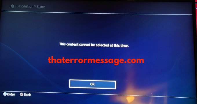 Content Cannot Be Selected At This Time Playstation