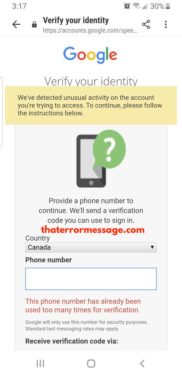 This Phone Number Has Already Been Used Too Many Times For Verification Google