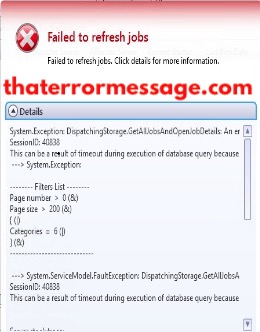System Exception Dispatchingstorage Dam