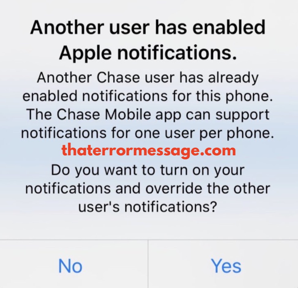 Another Chase User Has Already Enabled Notification Iphone