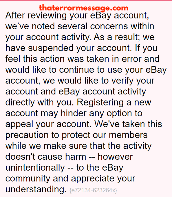 Ebay Noticed Several Concerns With Your Activity