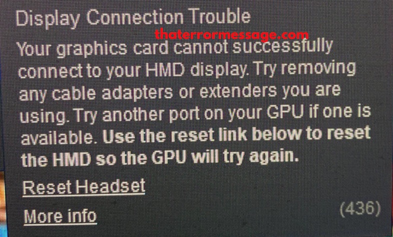 Your Graphics Card Cannot Successfully Connect To Your HMD Display 436