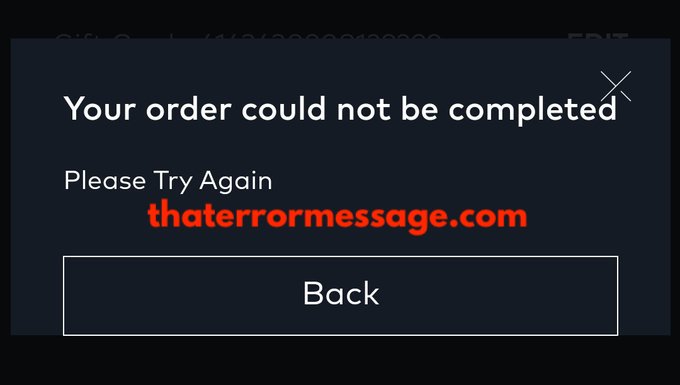 Your Order Could Not Be Completed Cineplex