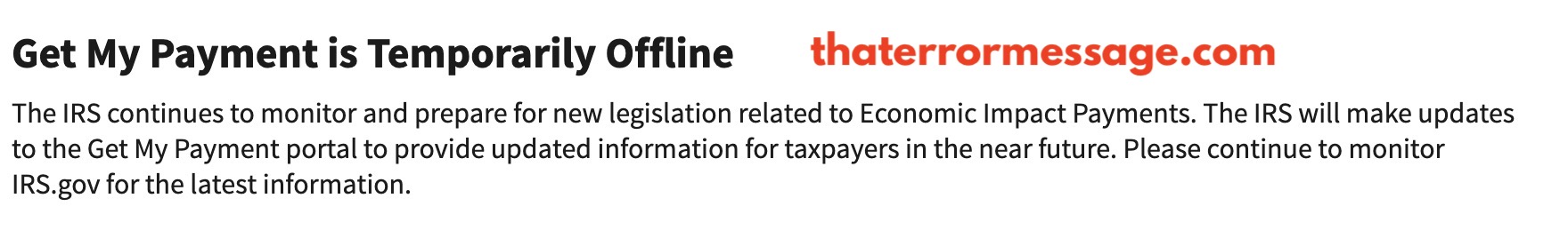 Irs Get My Payment Is Temporarily Offline
