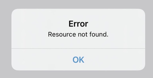 Error Resource Not Found Error