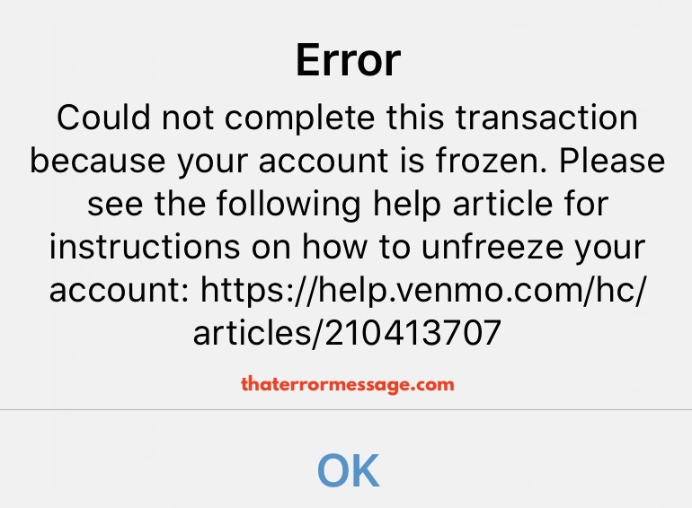Could Not Complete Action Because Account Is Frozen Venmo