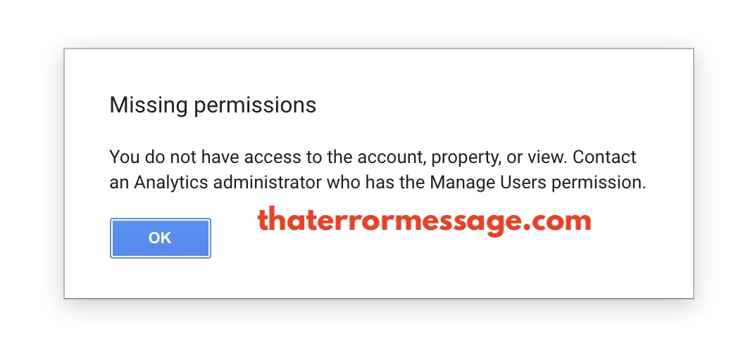 Missing Permissions Google Anayltics