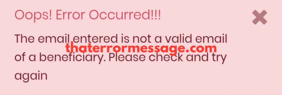 Email Is Not A Valid Email Of A Beneficiary N Power