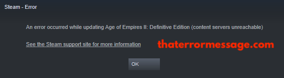 An Error Occurred While Updating Content Servers Uncreachable