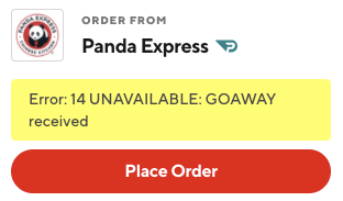 Error 14 Goaway Door Dash