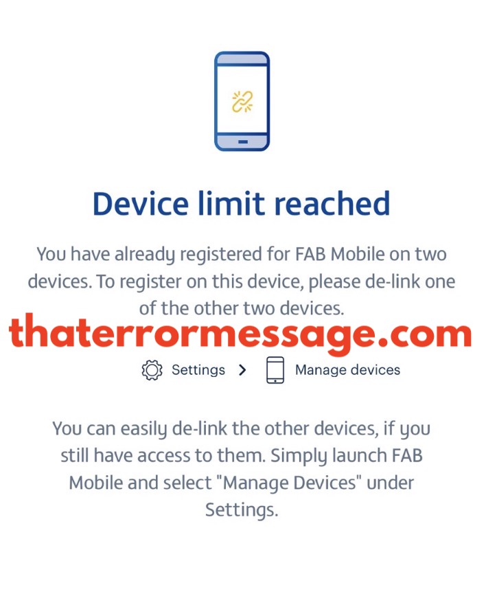 Device Limit Reached Fab Connected