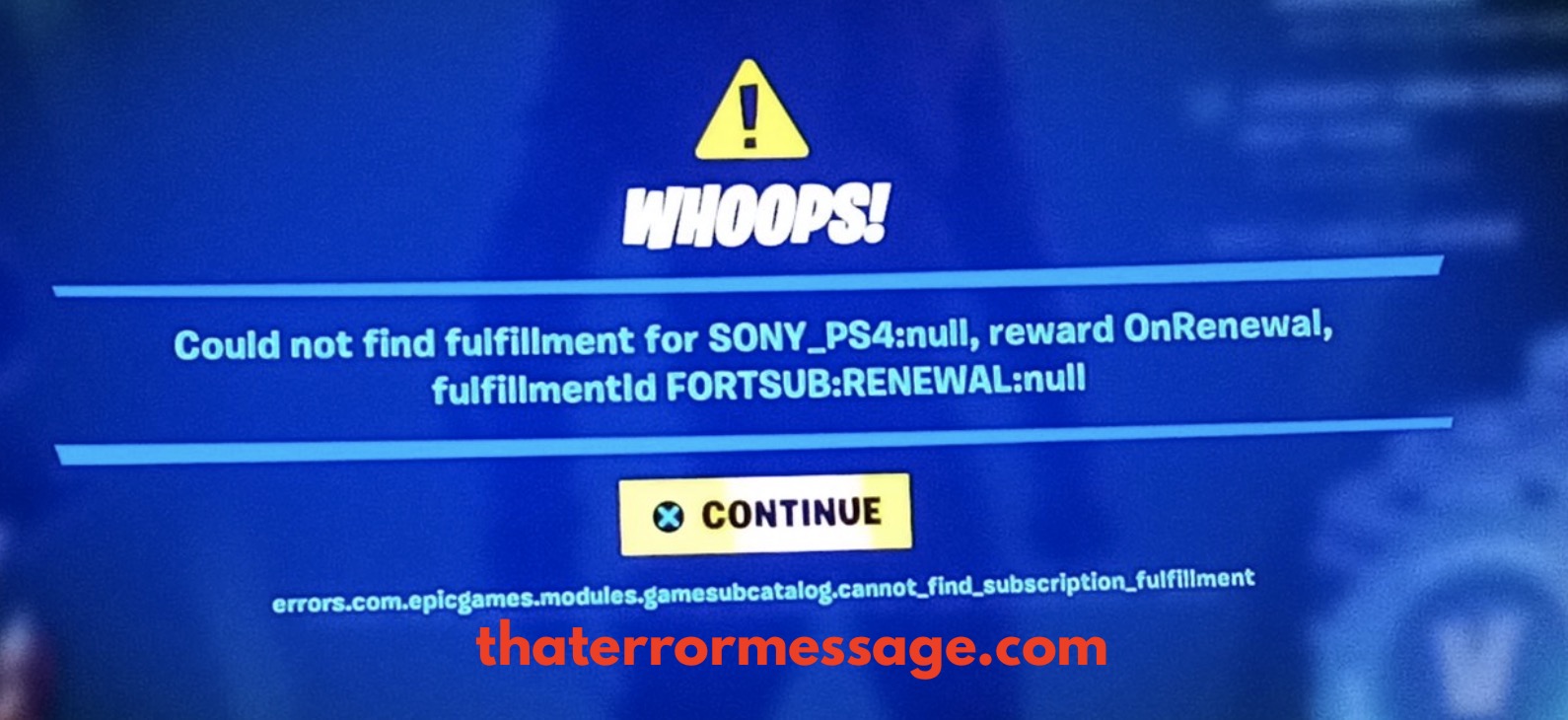 Could Not Find Fulfillment For Ps4 Null