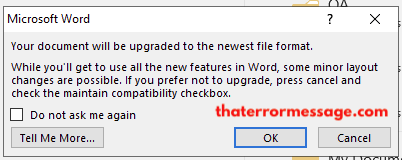 Word Document Will Be Upgraded To The Newest File Format