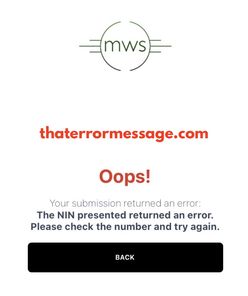 The Nin Presented Returned An Error Nimc