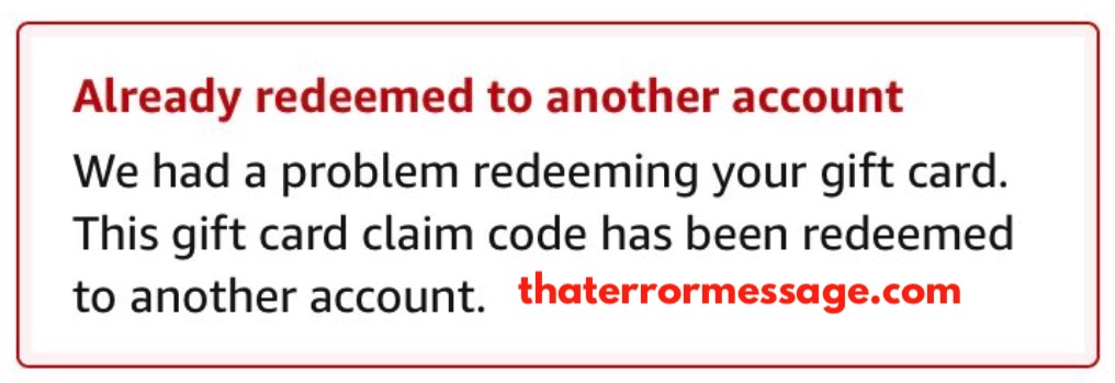 Already Redeemed To Another Account Amazon