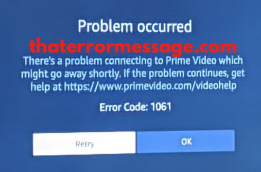 Error Occurred Amazon Prime 1061