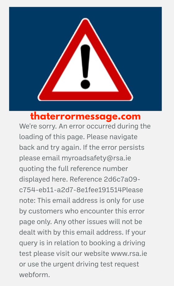 Error Occurred During The Loading Of This Page