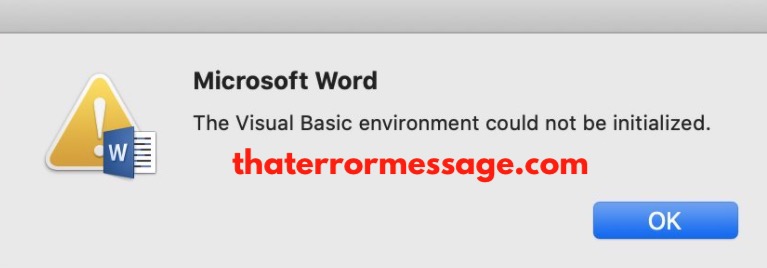 Visual Basic Enviorment Could Not Be Initialized Microsoft Word