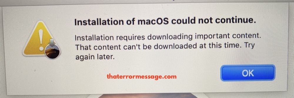 Installation Of Macos Could Not Continue