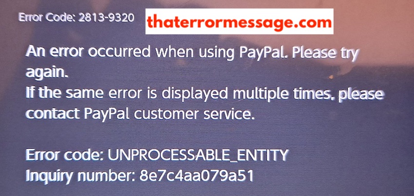 Error Occurred Using Paypal 2813 9320