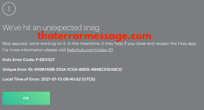Hulu Error Code P Dev327