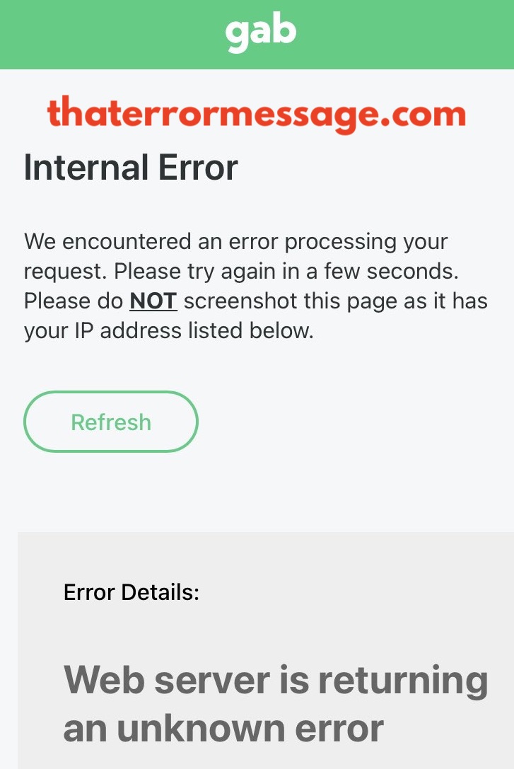 Internal Error Web Server Is Returning An Unknown Error Gab