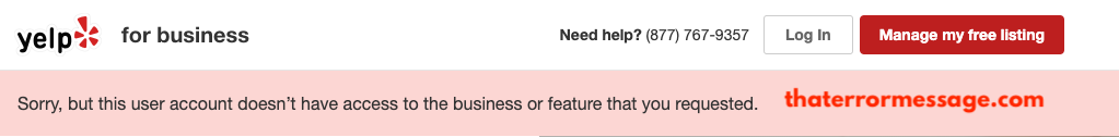 Yelp Sorry This User Account Doesnt Have Access