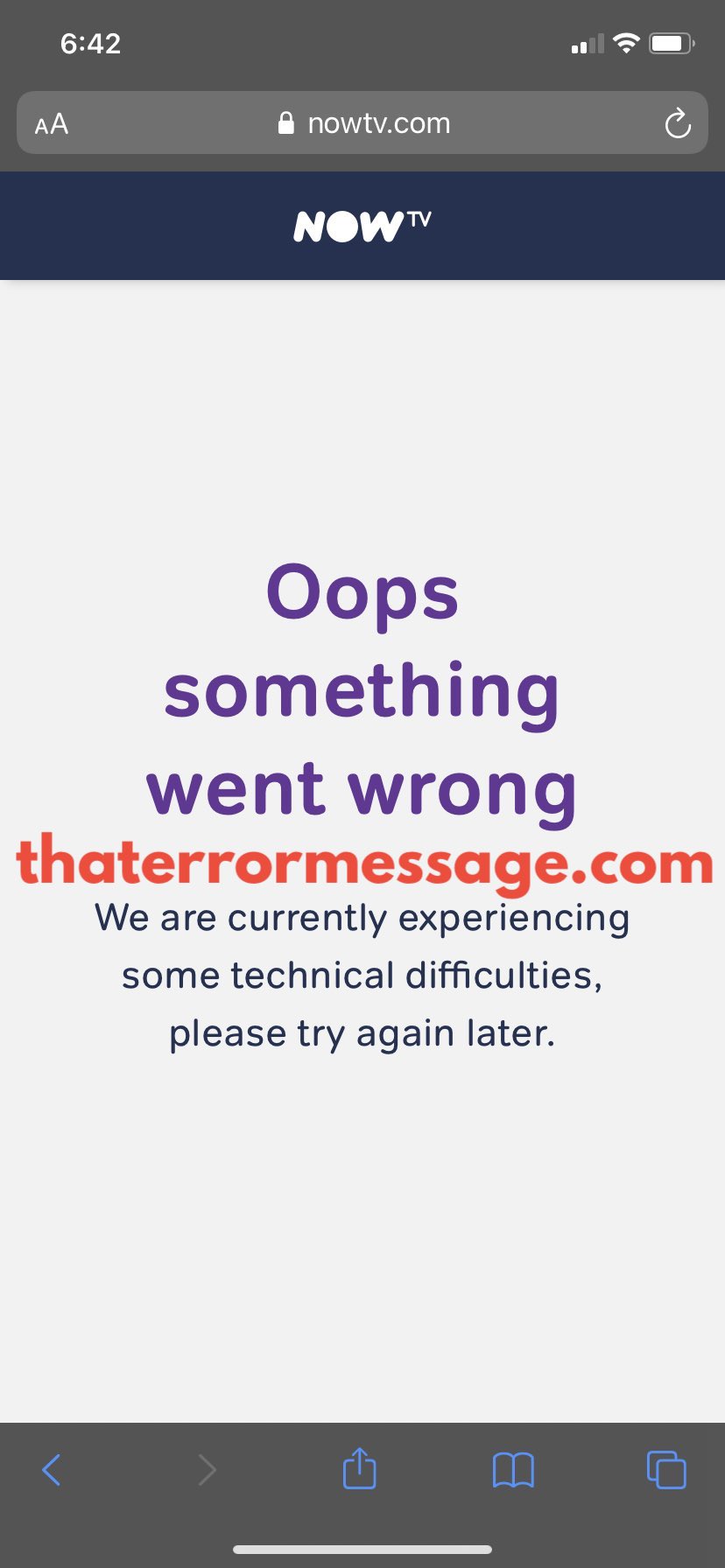 Oops Something Went Wrong Now Tv
