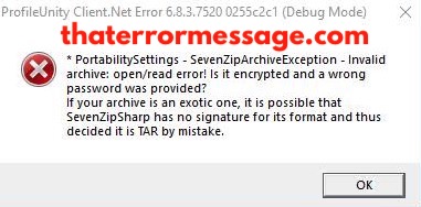 Sevenziparchiveexception Profile Unity