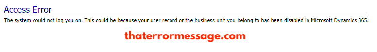 Access Error System Could Not Log You On
