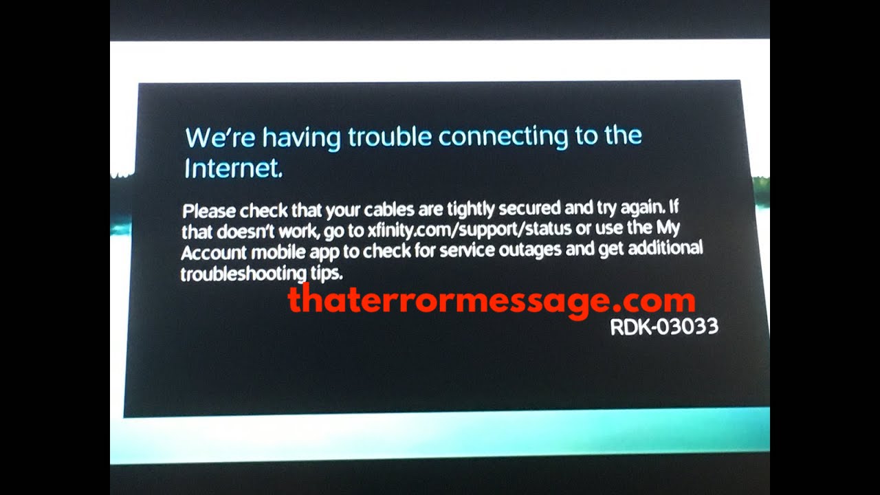 Rdk 03033 Error Xfinity Comcast