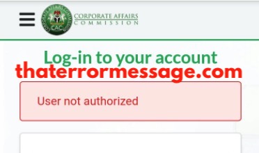 User Not Authorized Corporate Affairs Commission