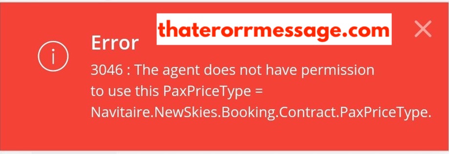 This Agent Does Not Have Permission To Use This Paxpricetype