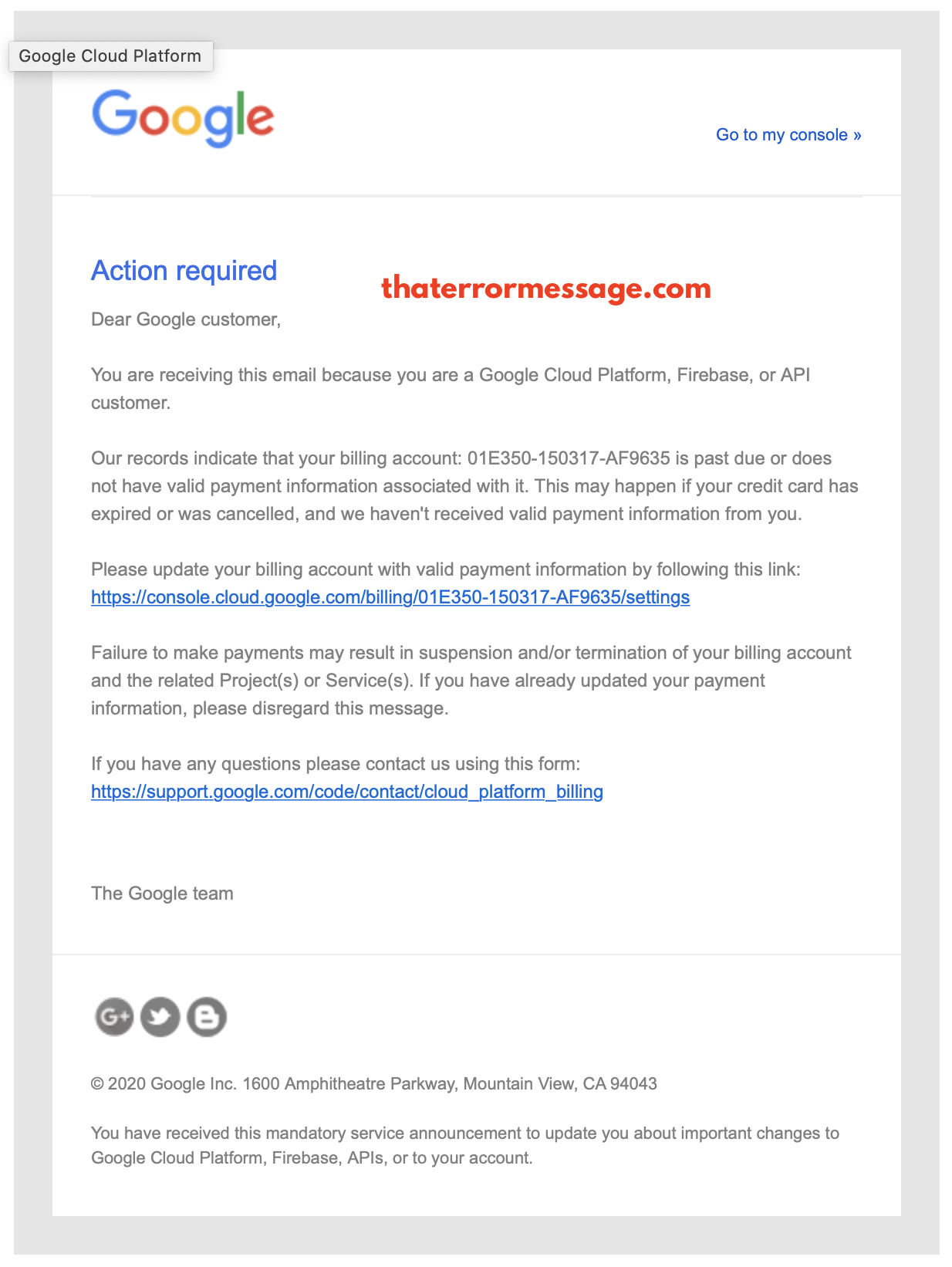 Google Invalid Payment Information Cloud Platform