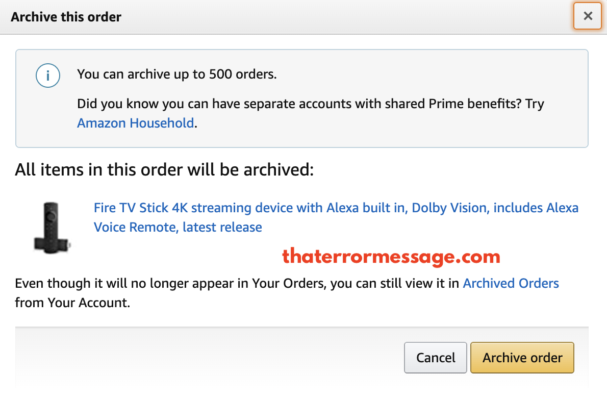 Amazon Archived Orders