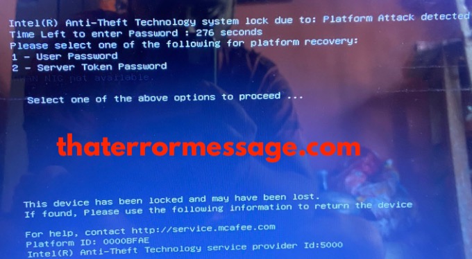 Anti Theft Technology System Lock Due To Platform Attack Detected