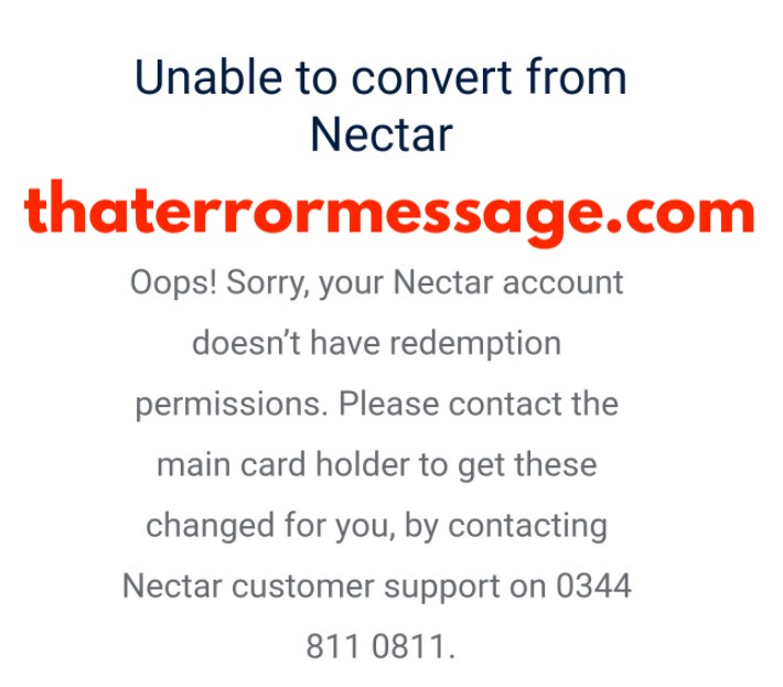 Your Nectar Account Doesnt Have Redemption Permissions
