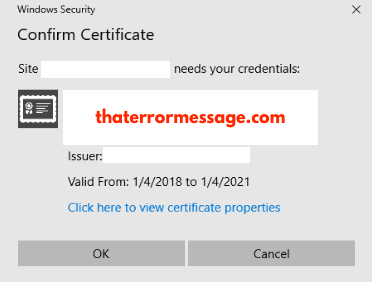 Windows Security Confirm Certificate
