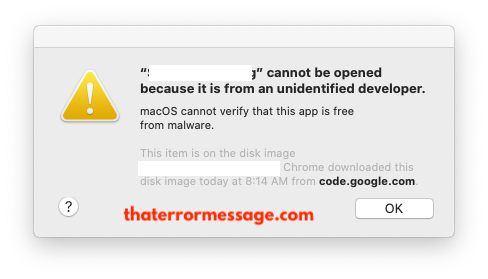 Cannot Be Opened Because It Is From An Unidentified Developer