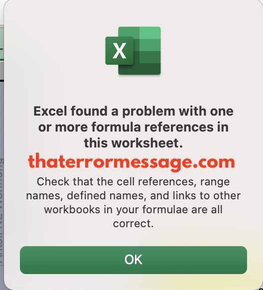 Excel Found A Problem With One Or More Formula References In This Worksheet