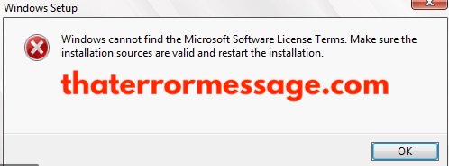 Windows Cannot Find The Microsoft Software License Terms