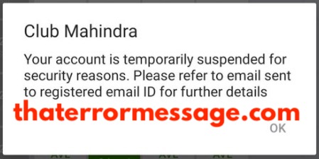 Your Account Is Temporarily Suspended For Security Reasons Club Mahindra