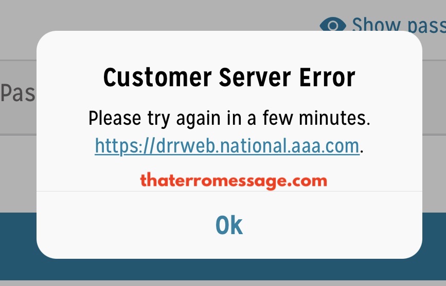 Customer Server Error Aaa